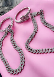 Single Icy 15mm Cuban Necklace with Box Clasp (Pendant Not Included)