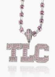 Pink CZ Heart Tennis Chain Necklace