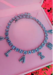 Square Stones with Baguette Letters Choker