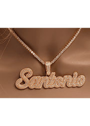 Double Plated Cursive Letter With Baguette or Tennis Chain