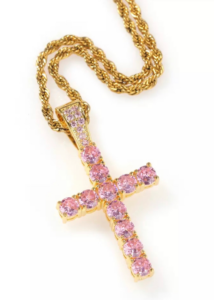 Pink Cross Necklace