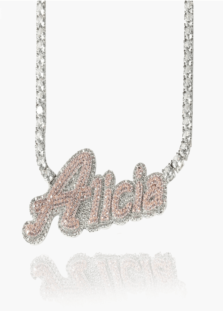 Icy Girl Glacier Cursive Tennis Necklace