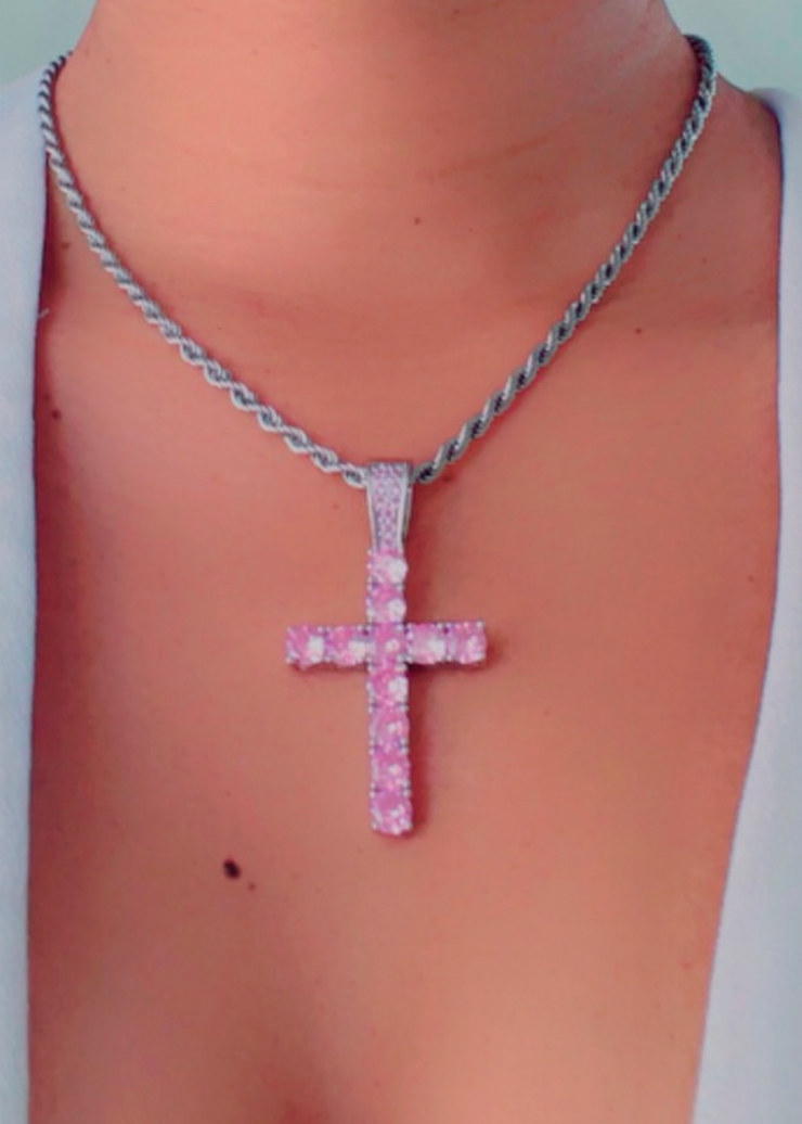 Pink Cross Necklace