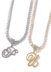 Heart Initial Tennis Necklace